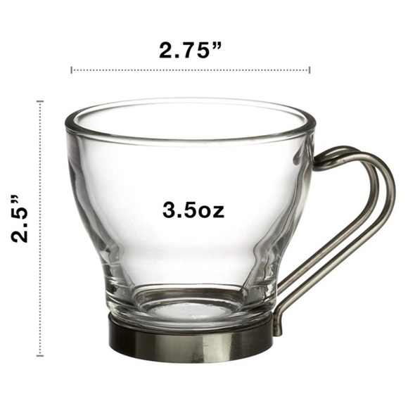 Bormioli Rocco Set of 4 Oslo 3.5 oz. Espresso Cups with Stainless Steel Handles - Picture 3 of 8